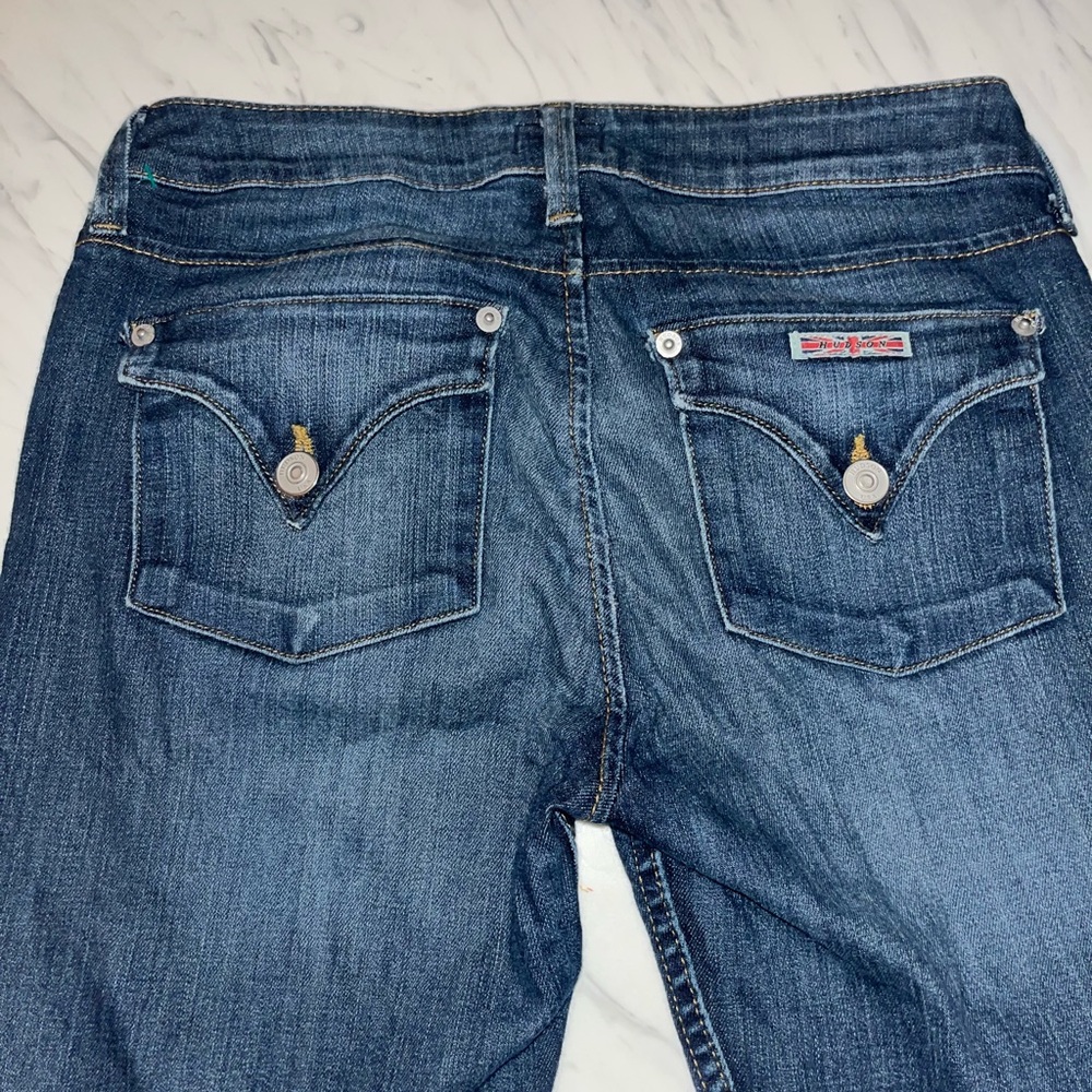 Hudson bacara crop straight cuffed hem midrise skinny dark blue denim jeans 26 - Picture 6 of 6